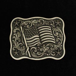 Nocona Mens Rectangle USA Flag Belt Buckle